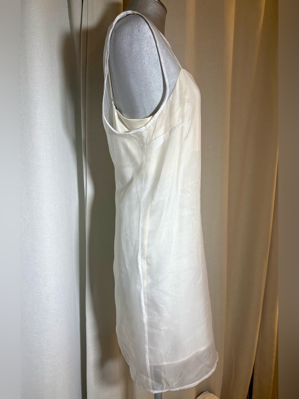 Reformation 100% Silk Vina Dress White Sheer Overlay Shift Dress Size 12 NWT - Picture 9 of 14